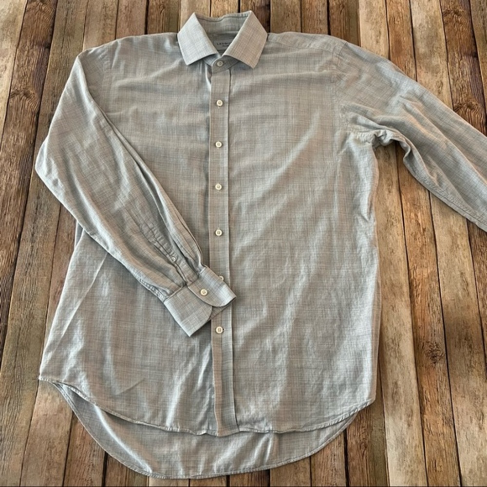 Ledbury plaid long sleeve slim fit button down dress shirt | size 16.5 neck